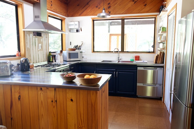 Kitchen with cork tile floor